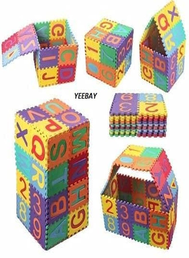 YEEBAY 36 Pieces Mini Puzzle Foam Mat for Kids, Interlocking Learning Alphabet and Number Mat for Kids - Multi-Color (Large) - Image 3